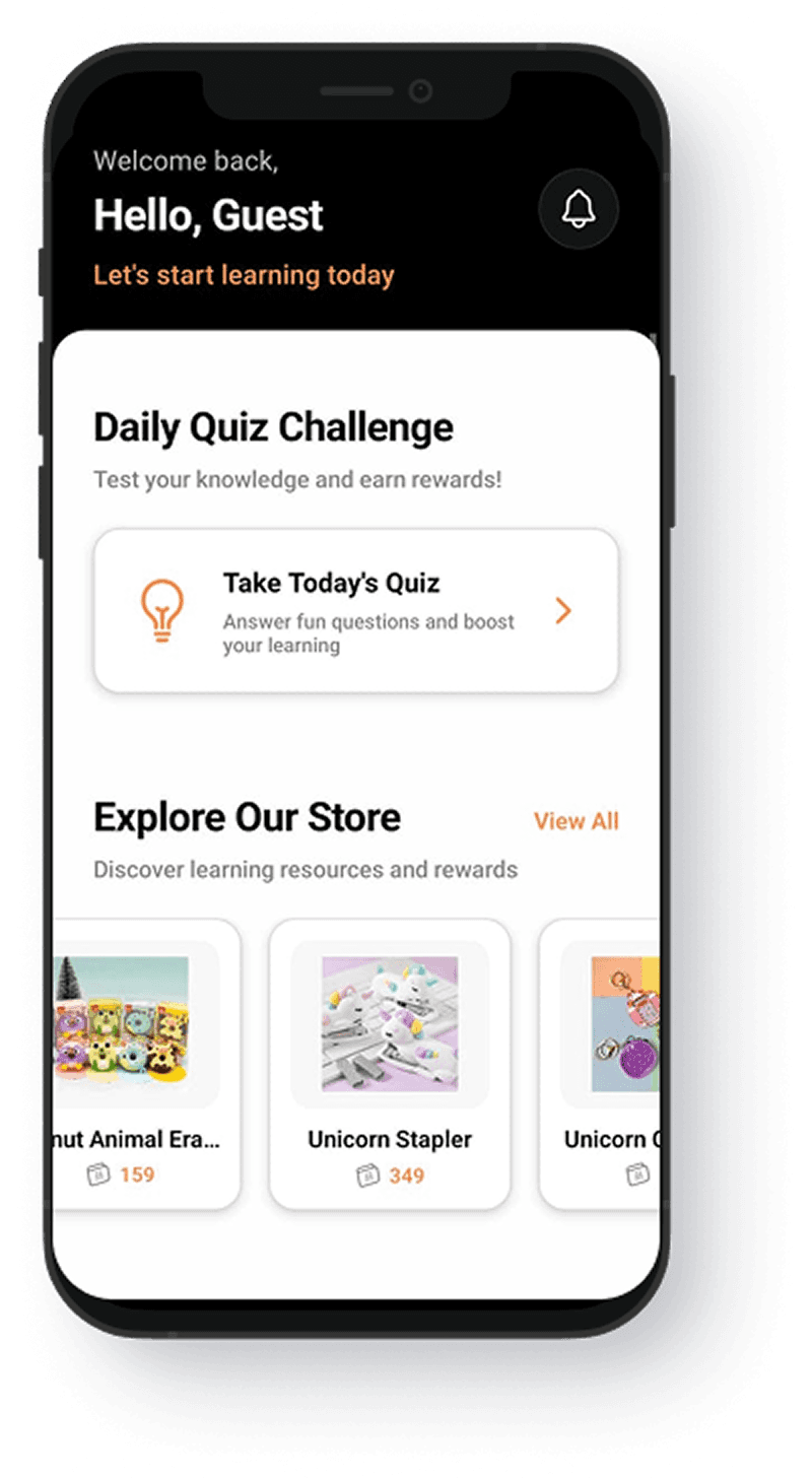 UEST app interface on a smartphone